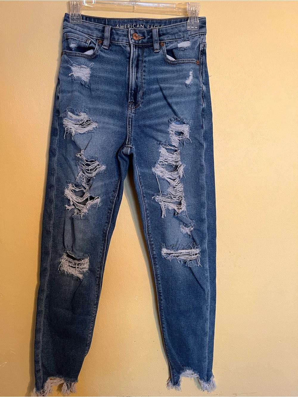 American Eagle Outfitters Ripped Boyfriend Jeans - Blue
